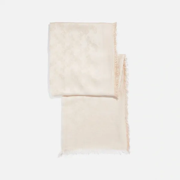Khăn Quàng Cổ Coach Horse And Carriage Lurex Shawl F39418 Màu Trắng