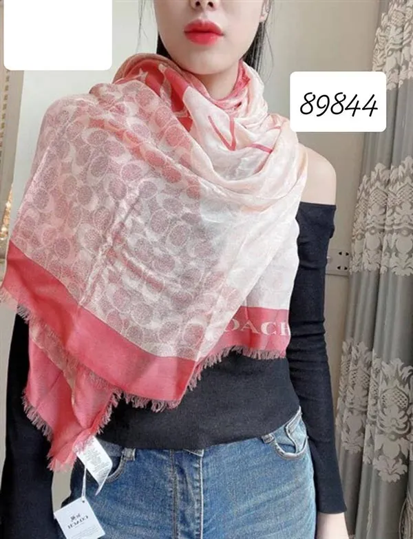 Khăn Quàng Cổ Coach Signature Horse And Carriage Print OverSized Square Scarf Bright Coral 89844 Màu Hồng