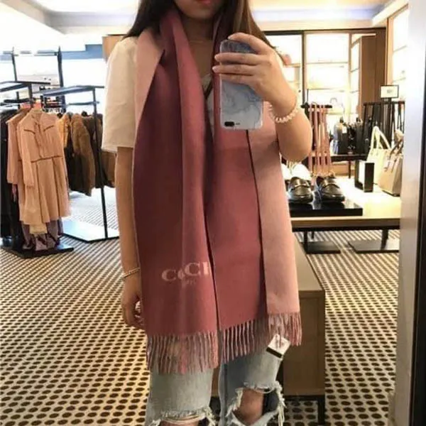 Khăn Quàng Cổ Coach Women's Logo Wool Scarf F76388 Màu Đỏ Hồng