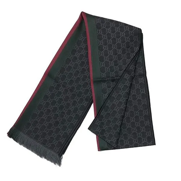 Khăn Quàng Cổ Gucci Mono Màu Đen Vạt Cờ