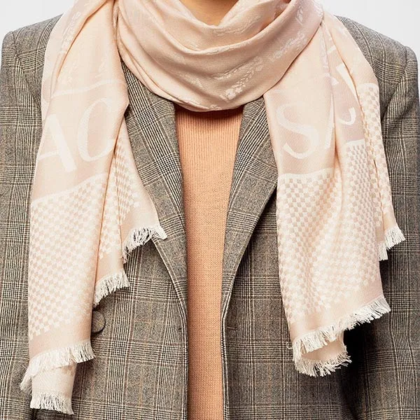Khăn Quàng Cổ Versace Jacquard Scarf In Silk And Wool Màu Hồng - Thời trang - Vua Hàng Hiệu