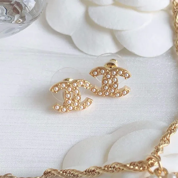 Khuyên Tai Chanel CC Mark Ladies Earrings Yellow Gold