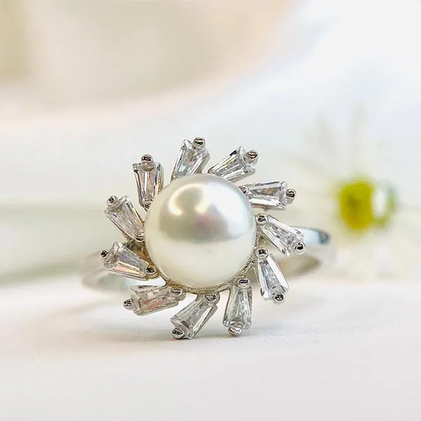 Khuyên Tai Minh Hà Pearl Jewelry Ngọc Trai Viền Họa Tiết Xoáy Màu Bạc - Trang sức - Vua Hàng Hiệu