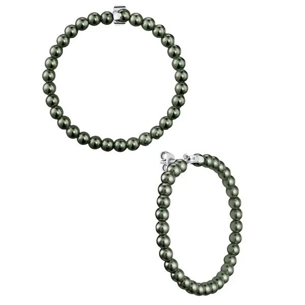 Khuyên Tai Misaki Monaco Bliss Golden Hoop Earrings With White Artisanal Pearls Màu Xanh Green - Trang sức - Vua Hàng Hiệu