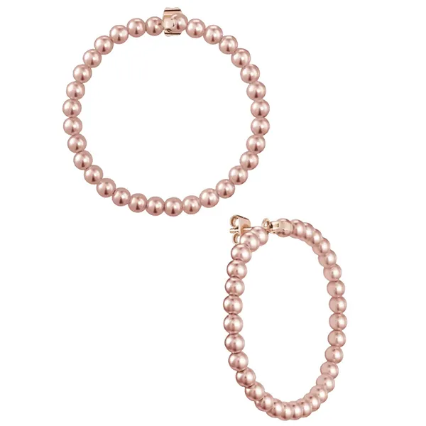 Khuyên Tai Misaki Monaco Bliss Hoops Rose Gold With Pink Handmade Pearls Màu Vàng Hồng - Trang sức - Vua Hàng Hiệu