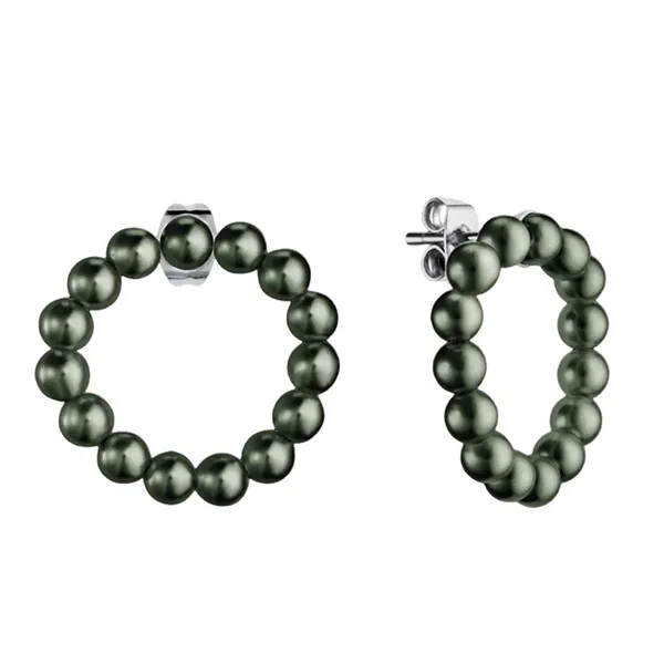 Khuyên Tai Misaki Monaco Silver Bliss Earrings With Khaki Artisanal Pearls Màu Xanh Green - Trang sức - Vua Hàng Hiệu