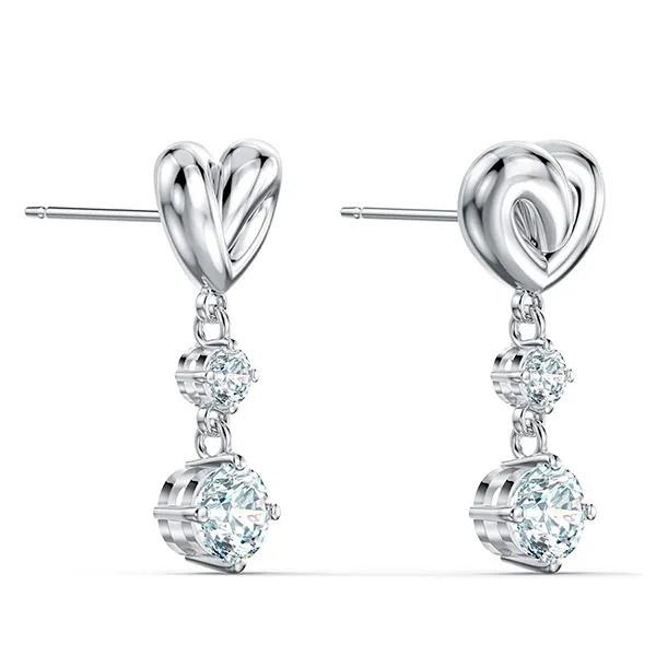 Khuyên Tai Swarovski Lifelong Heart earrings Heart, White, Rhodium Plated 5517943 Màu Trắng