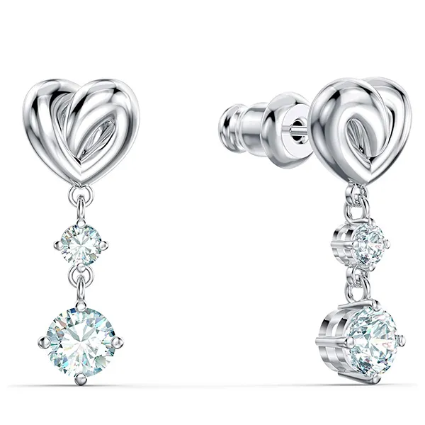 Khuyên Tai Swarovski Lifelong Heart earrings Heart, White, Rhodium Plated 5517943 Màu Trắng