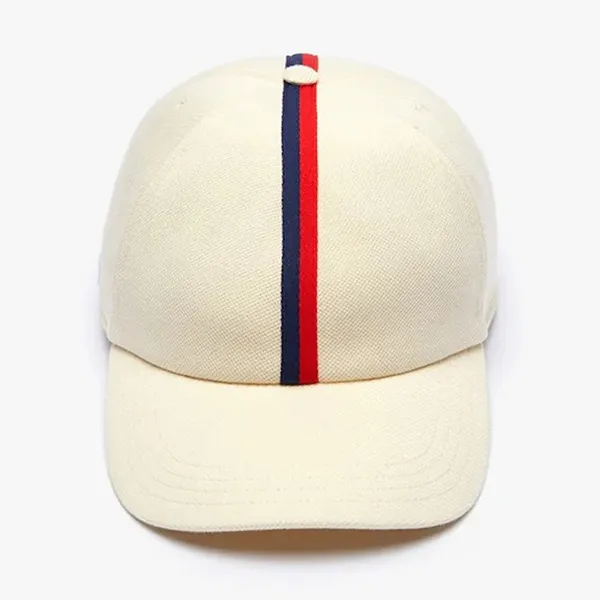 Mũ Lacoste Tricolour Band Cotton Piqué Cap Beige RK9394 056 Màu Sữa