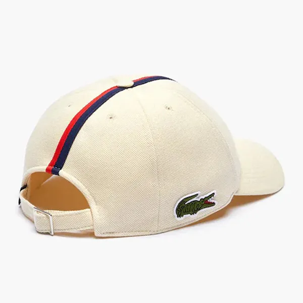 Mũ Lacoste Tricolour Band Cotton Piqué Cap Beige RK9394 056 Màu Sữa