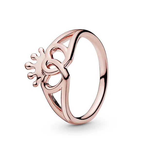 Nhẫn Pandora Crown & Interwined Hearts Ring 187685 Màu Vàng Hồng