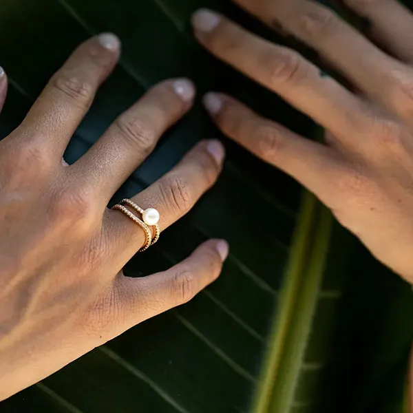 Nhẫn Misaki Monaco Dance Ring Gold With White Cultured Pearls Màu Vàng - Trang sức - Vua Hàng Hiệu