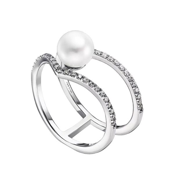 Nhẫn Misaki Monaco Silver Sway Ring With White Cultured Pearls Màu Bạc - 2