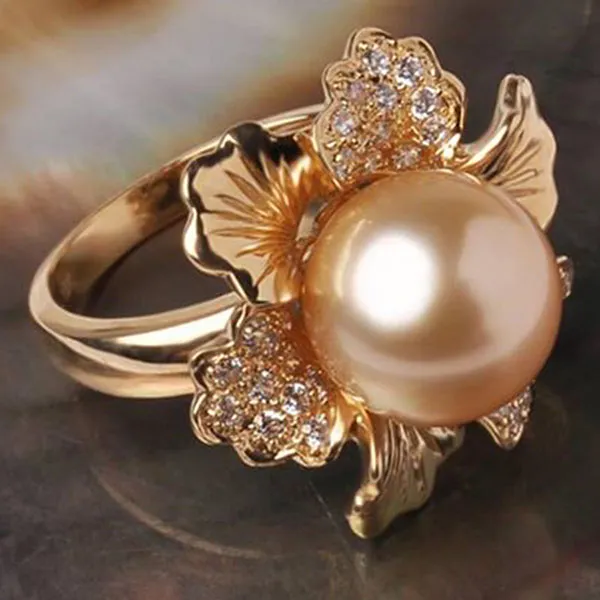 Nhẫn Ngọc Trai Minh Hà Pearl Jewelry Quyến Rũ NNT12 Màu Vàng Hồng