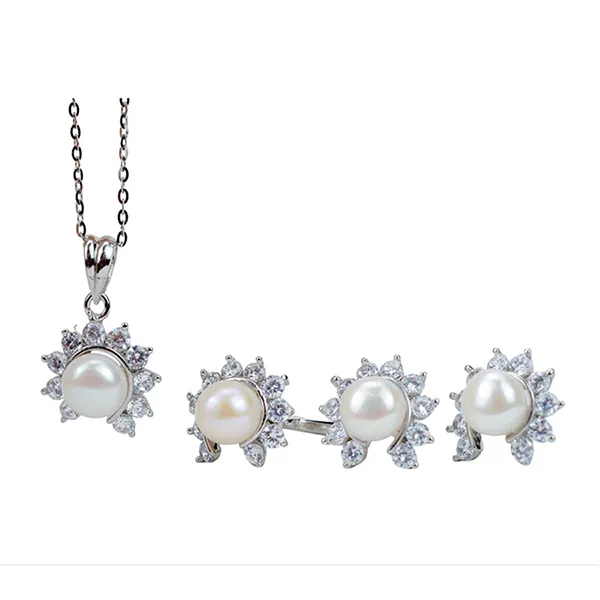 Set Dây Chuyền + Khuyên Tai + Nhẫn Minh Hà Pearl Jewelry Đính Ngọc Trai