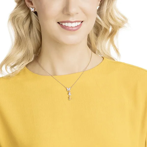 Set Dây Chuyền, Khuyên Tai Swarovski Lilia Set White, Rose Gold Plating 5382365 Màu Vàng Trắng