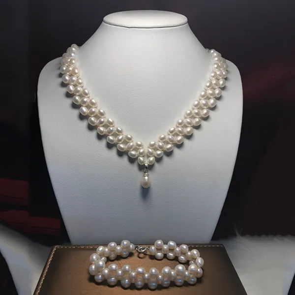 Set Dây Chuyền Và Vòng Đeo Tay Minh Hà Pearl Jewelry Màu Trắng