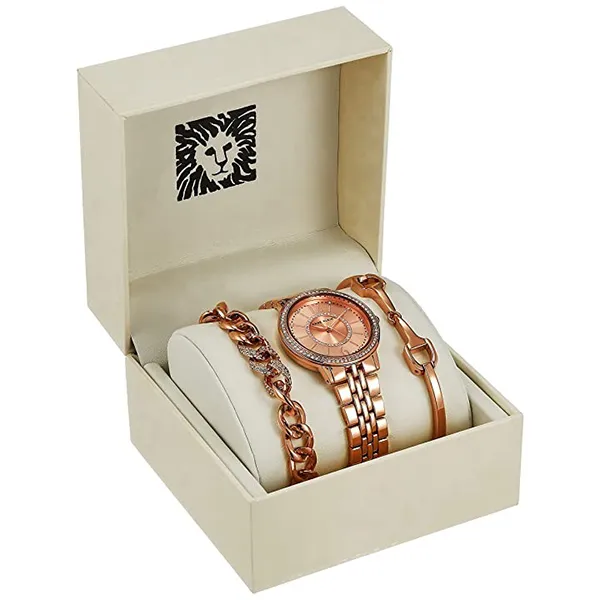Set Đồng Hồ Nữ Anne Klein Quartz Crystal Ladies Watch And Bracelet AK/3838RGST Màu Vàng Hồng