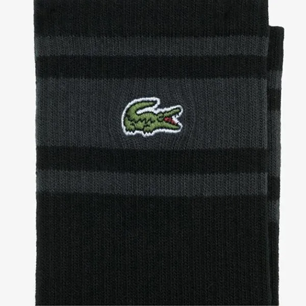 Tất Lacoste Striped Block Socks RA670E Màu Đen