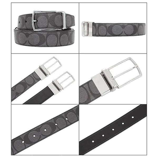 Thắt Lưng Nam Coach Belt F64825 Charcoal X Black CQ/BK Signature Màu Đen Xám