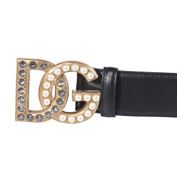 Thắt Lưng Nữ Dolce & Gabbana D&G Gioiello Logo Buckle 4cm BE1576 AQ3398S574 Màu Đen