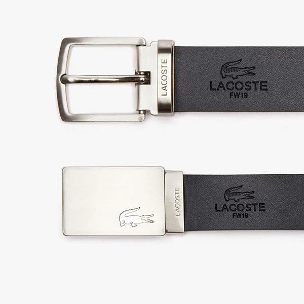 Thắt Lưng Lacoste Men's Reversible Leather Belt And 2 Buckles RC4012 3cm Màu Đen Size 100