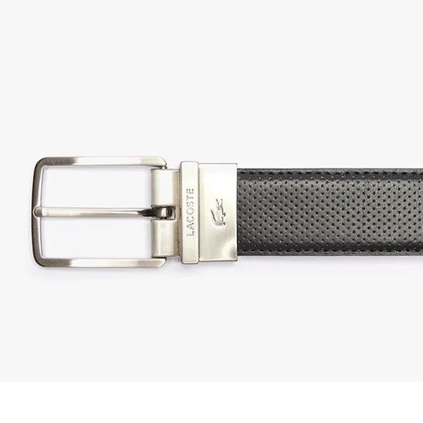 Thắt Lưng Lacoste Men's Engraved Buckle Reversible Piqué Leather Belt RC4002 Màu Đen Size 100 - 3