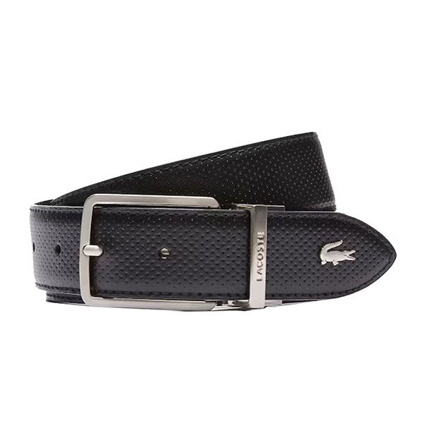 Thắt Lưng Lacoste Men's Engraved Buckle Reversible Piqué Leather Belt RC4002 Màu Đen Size 100 - 2