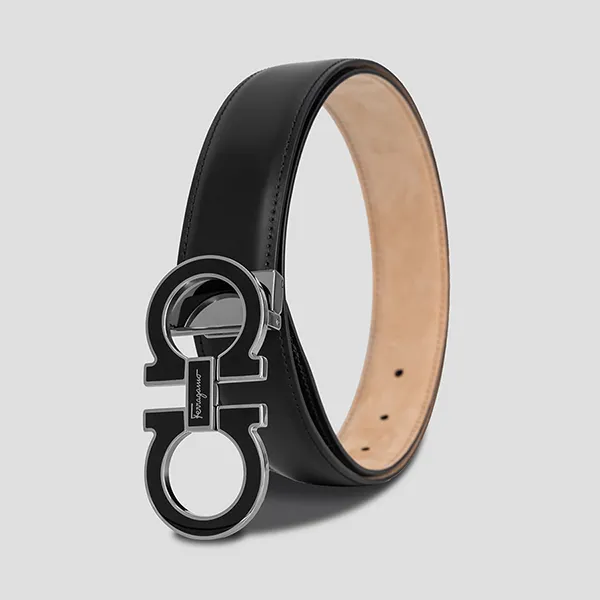 Thắt Lưng Salvatore Ferragamo Adjustable Gancini 0671502 Màu Đen Size 95 - Thắt lưng - Vua Hàng Hiệu