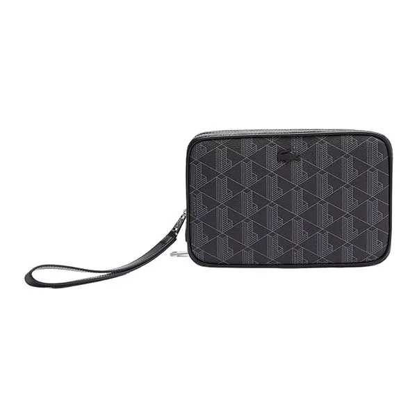 Túi Cầm Tay Lacoste The Blend Zippered Monogram Canvas Clutch NH3656LX Màu Đen
