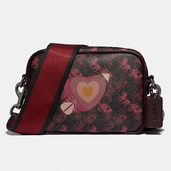 Túi Đeo Chéo Nữ Coach Black Ladieshorse And Carriage Print Camera Bag 16 88264 Màu Đen Đỏ - Túi xách - Vua Hàng Hiệu