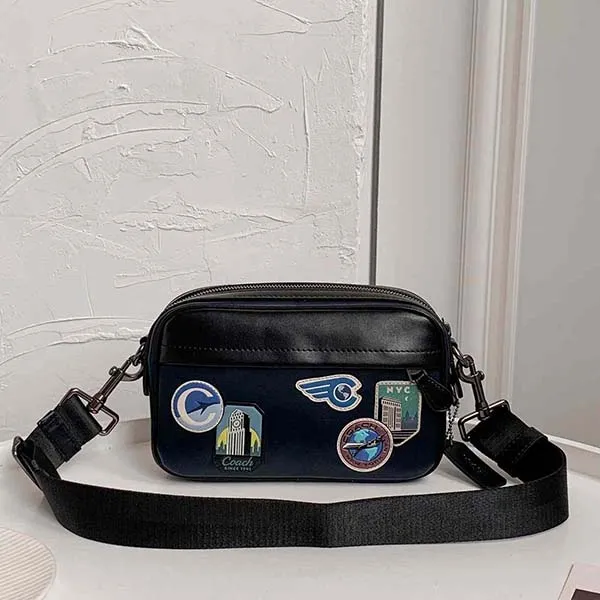 Túi Đeo Chéo Nam Coach Graham Crossbody With Travel Patches F72945 Màu Đen