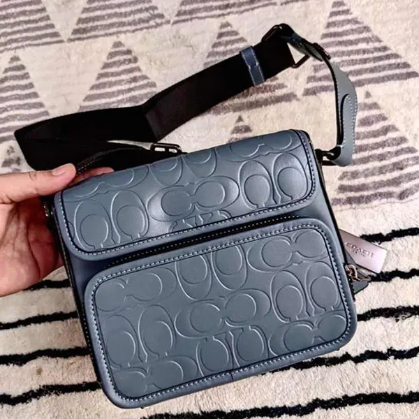 Túi Đeo Chéo Nam Coach Men's Sullivan Flap Crossbody In Signature Màu Xanh Navy - Túi xách - Vua Hàng Hiệu