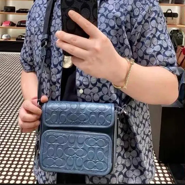Túi Đeo Chéo Nam Coach Men's Sullivan Flap Crossbody In Signature Màu Xanh Navy - Túi xách - Vua Hàng Hiệu