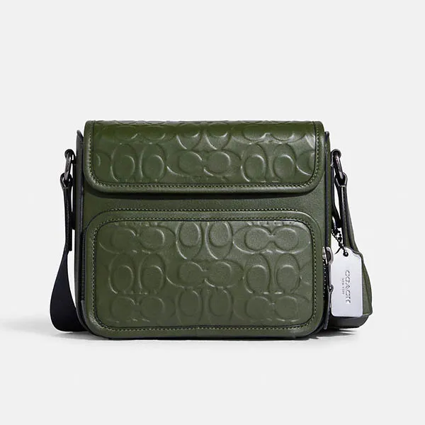 Túi Đeo Chéo Nam Coach Men's Sullivan Flap Crossbody In Signature Màu Xanh Olive