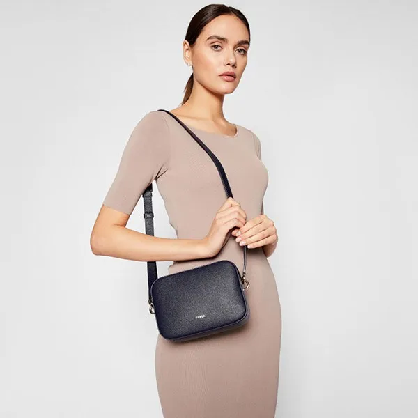 Túi Đeo Chéo Furla Block Crossbody Bag Leather Màu Xanh Navy
