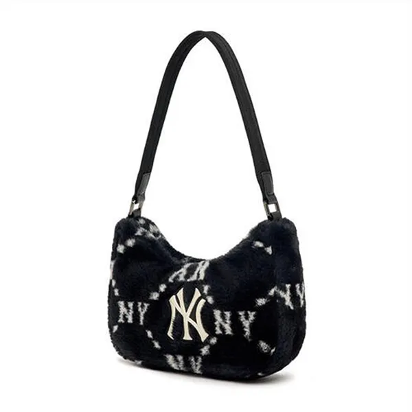 Túi Đeo Vai MLB Dia Monogram Fur Hobo Bag New Yankees York Yankees 3ABQS0826-50BKS Màu Đen