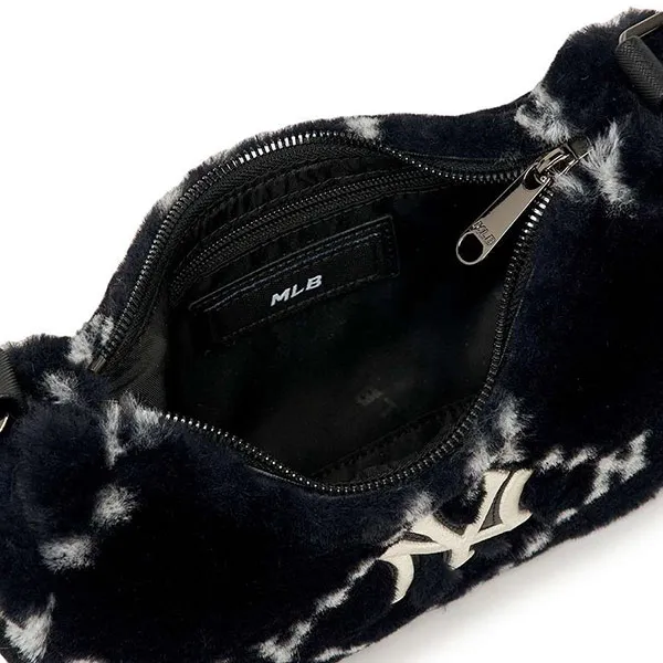 Túi Đeo Vai MLB Dia Monogram Fur Hobo Bag New Yankees York Yankees 3ABQS0826-50BKS Màu Đen