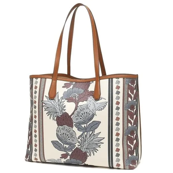 Túi Tote Tory Burch Kerrington Small Zip Tote In Purple Wonderland Vine Phối Màu - Túi xách - Vua Hàng Hiệu