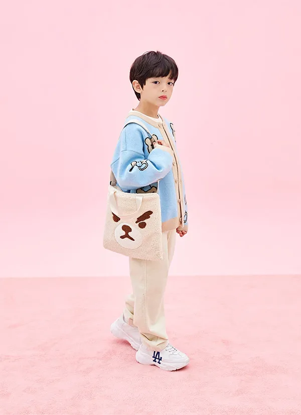 Túi Tote Trẻ Em MLB Kids Lông Cừu Mega Bear New York Yankees 7ACRC0326-50BGL Màu Be