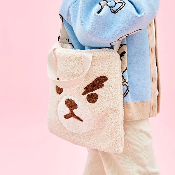 Túi Tote Trẻ Em MLB Kids Lông Cừu Mega Bear New York Yankees 7ACRC0326-50BGL Màu Be