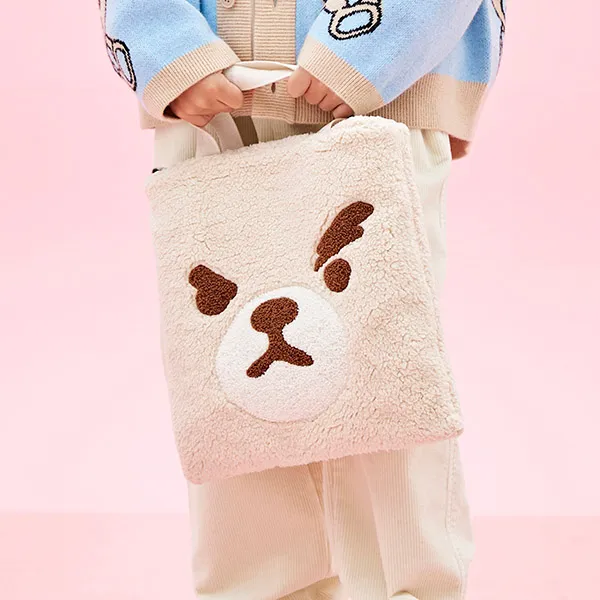 Túi Tote Trẻ Em MLB Kids Lông Cừu Mega Bear New York Yankees 7ACRC0326-50BGL Màu Be