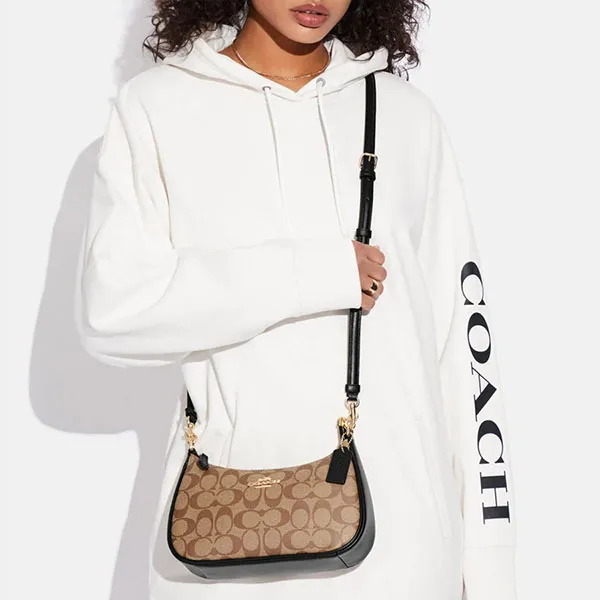 Túi Xách Coach Teri Shoulder Bag In Signature Canvas Màu Nâu