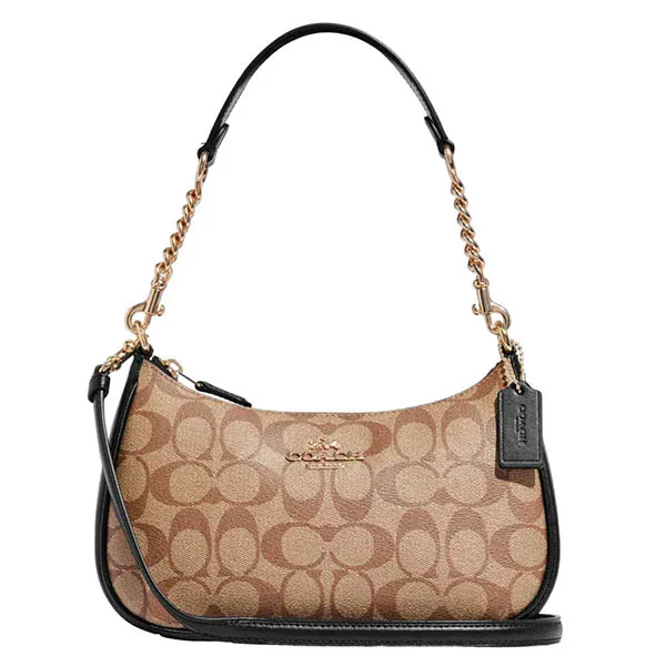 Túi Xách Coach Teri Shoulder Bag In Signature Canvas Màu Nâu