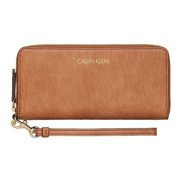 Ví Calvin Klein CK Textured Grain Logo Zip Continental Wallet Màu Nâu Size 20 - 2