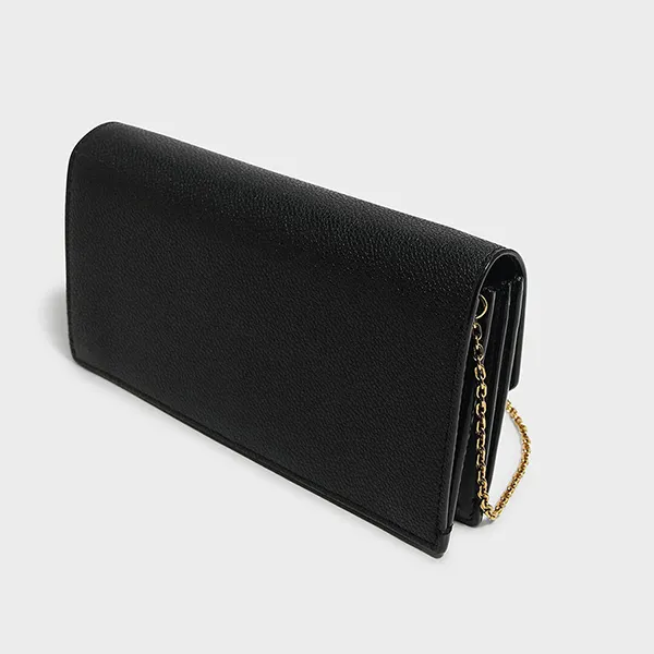 Ví Cầm Tay Nữ Charles & Keith CNK Metallic Accent Push-Lock Wallet - Black CK6-10840133 Màu Đen