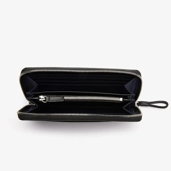 Ví Lacoste Chantaco Matte Piqué Leather Zip Wallet NF3219CE Màu Đen