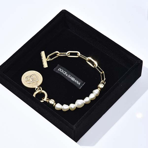 Vòng Đeo Tay Nữ Dolce & Gabbana D&G Chain Bracelet Coin Logo DG Màu Vàng Trắng - 1