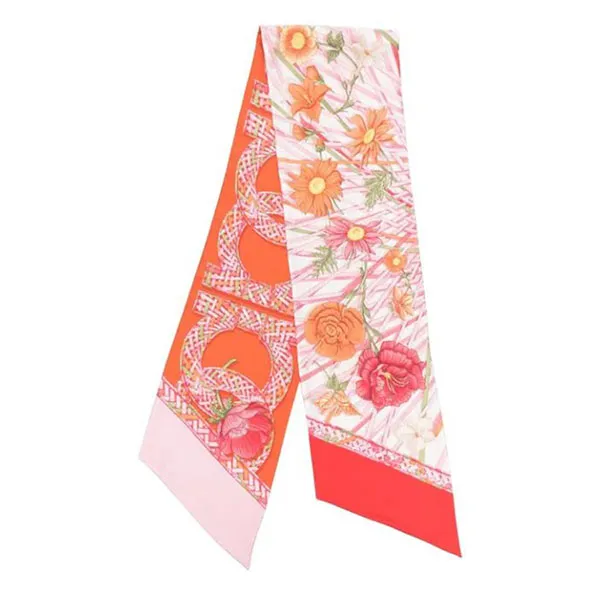 Khăn Lụa Salvatore Ferragamo Floral Print Bow Phối Màu - Thời trang - Vua Hàng Hiệu