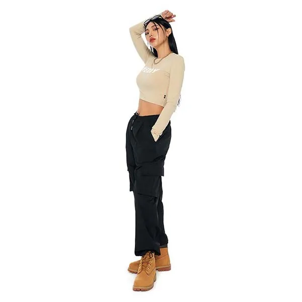 Áo Croptop Nerdy Dài Tay Màu Be
